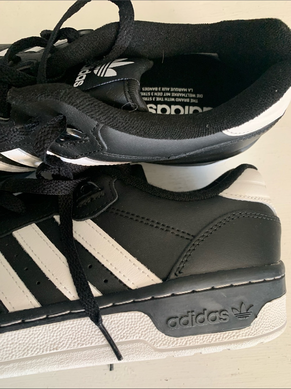 #107 Adidas Black & White Low-Top Sneakers